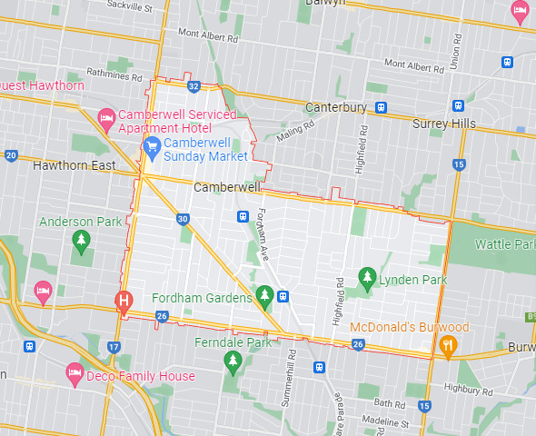 Camberwell map area